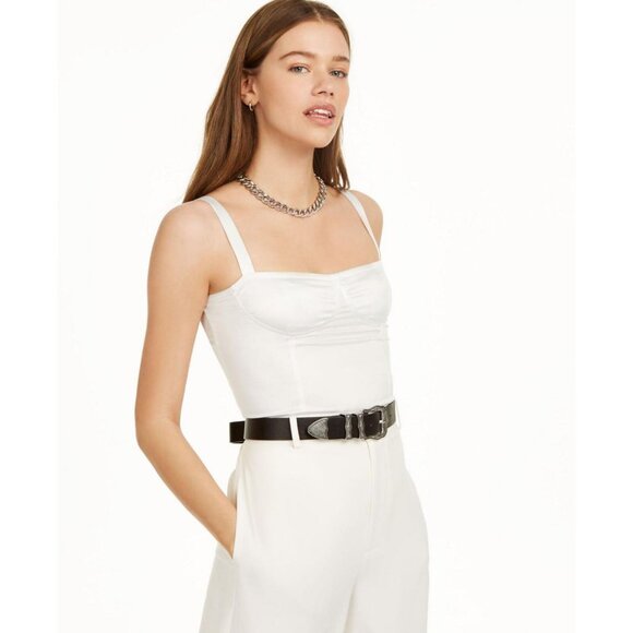 Danielle Bernstein Womens Cropped Sleeveless Blouse Shirt Top Cloud White 2 - Picture 7 of 7